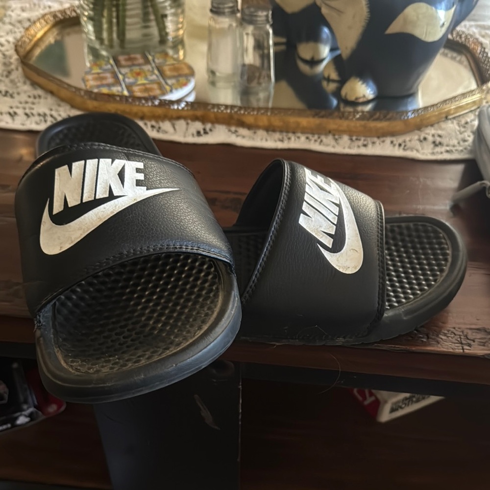 Nike Black and White Slide Sandals